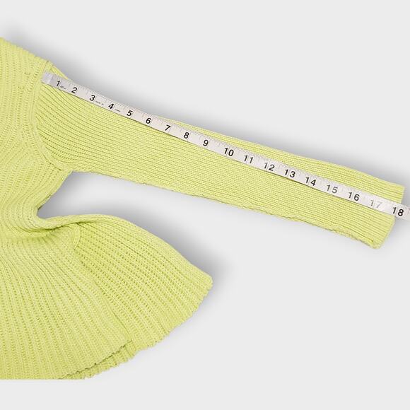 Free People Layer Cake Sweater Key Lime Green Sz XS Ribbed Asymmetric Turtleneck - Picture 12 of 13